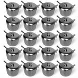 Kit 20 Açucareiros De Mesa Em Inox Com Colher E Tampa 200ml