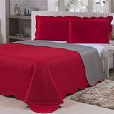Colcha Doppio Queen Dupla Face C/ Porta Trav Vermelho/cinza