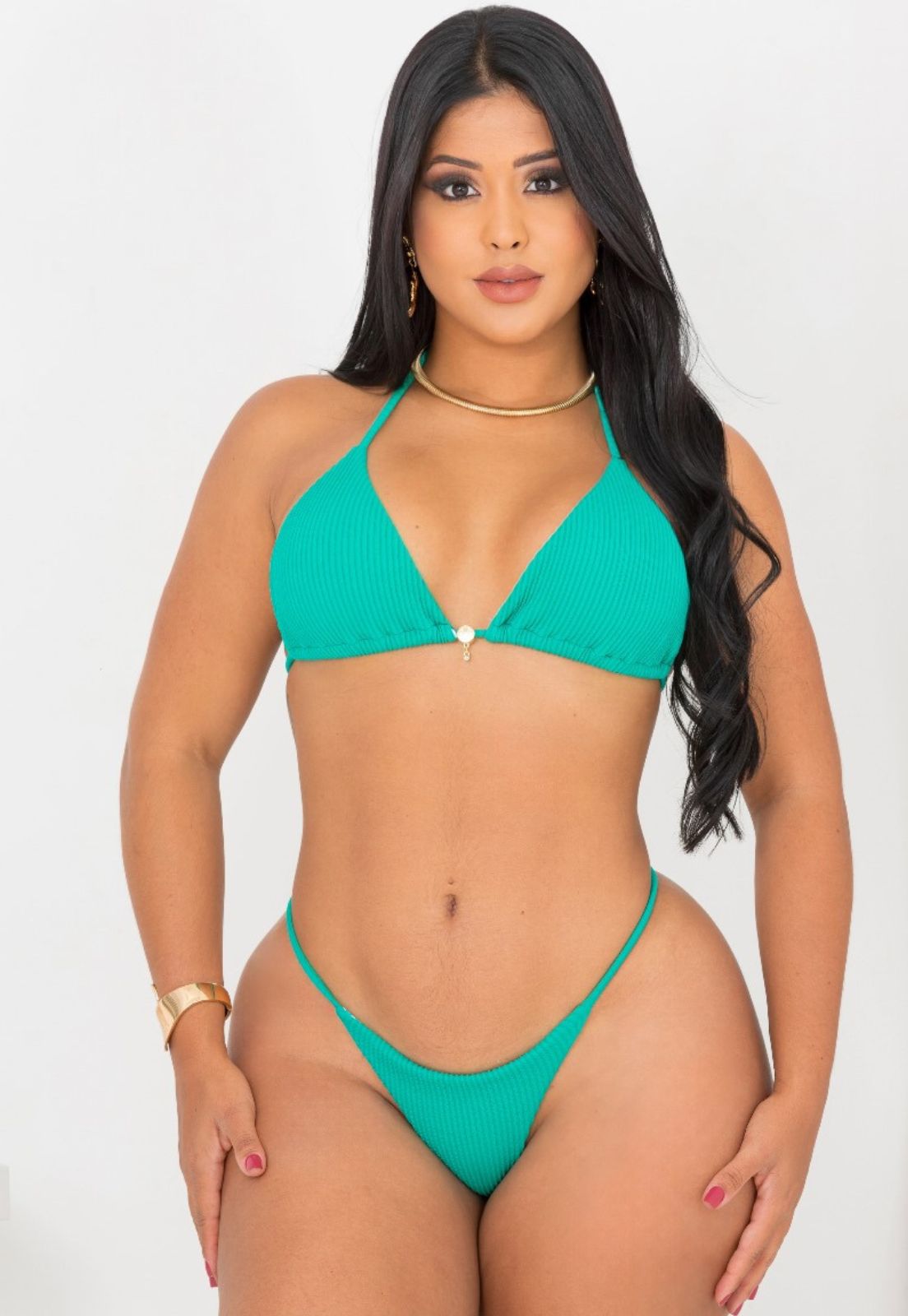 Biquíni Cortininha Texturizado, Fita Lateral, Com Bojo