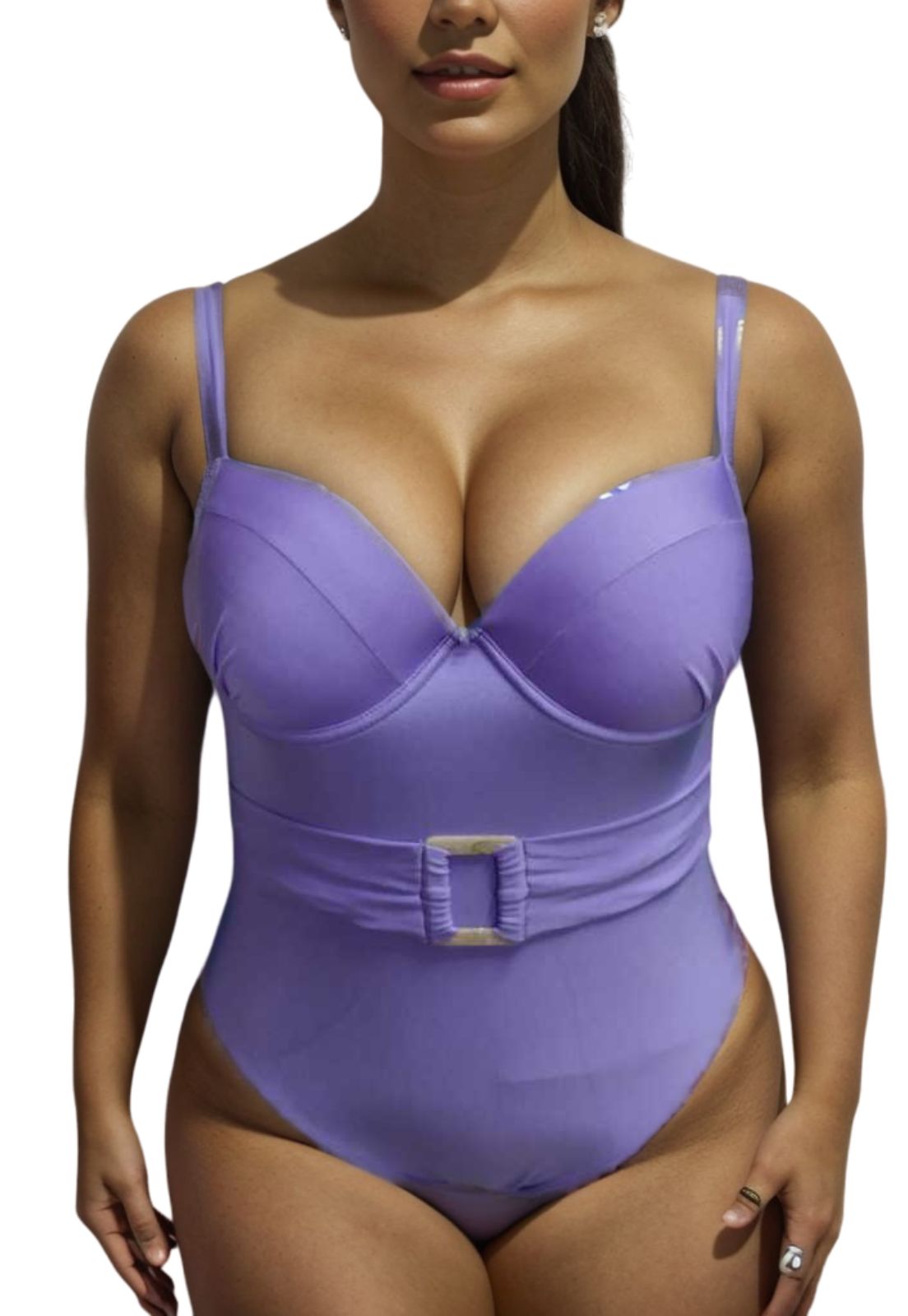 Maiô Plus Size Body Feminino Com Bojo Confortável Leve Verão Moda Praia Detalhe Argola