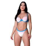 Biquíni Feminino Meia Taça Aro Sem Bojo Calcinha Fio Dental E Tira Na Lateral