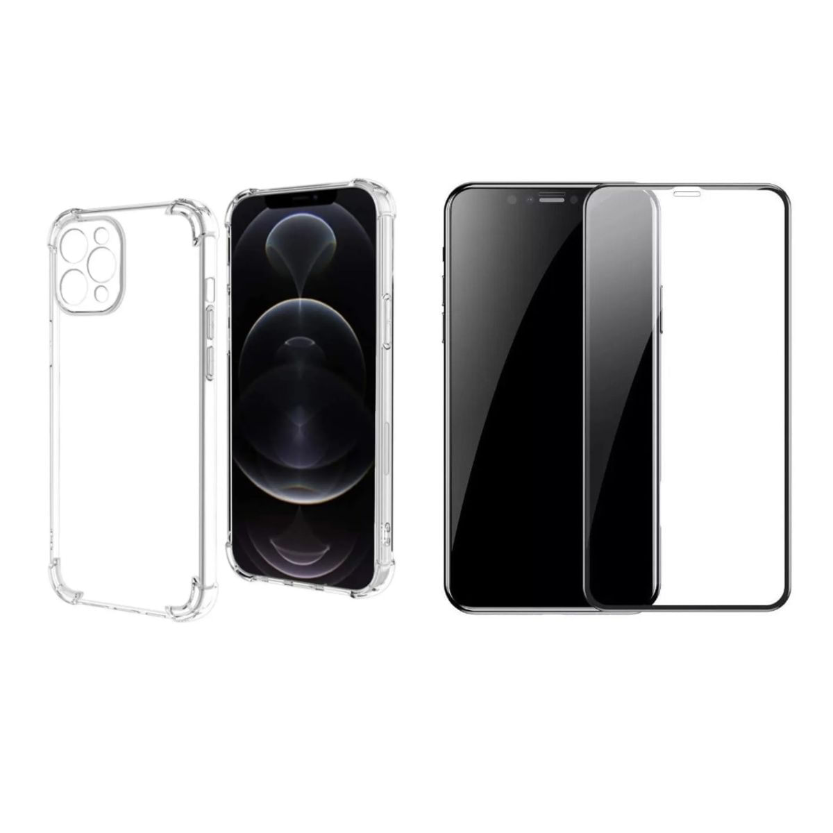 Kit Capinha Silicone Antichoque + Película Vidro 3d Compativel Com Iphone 15 Pro