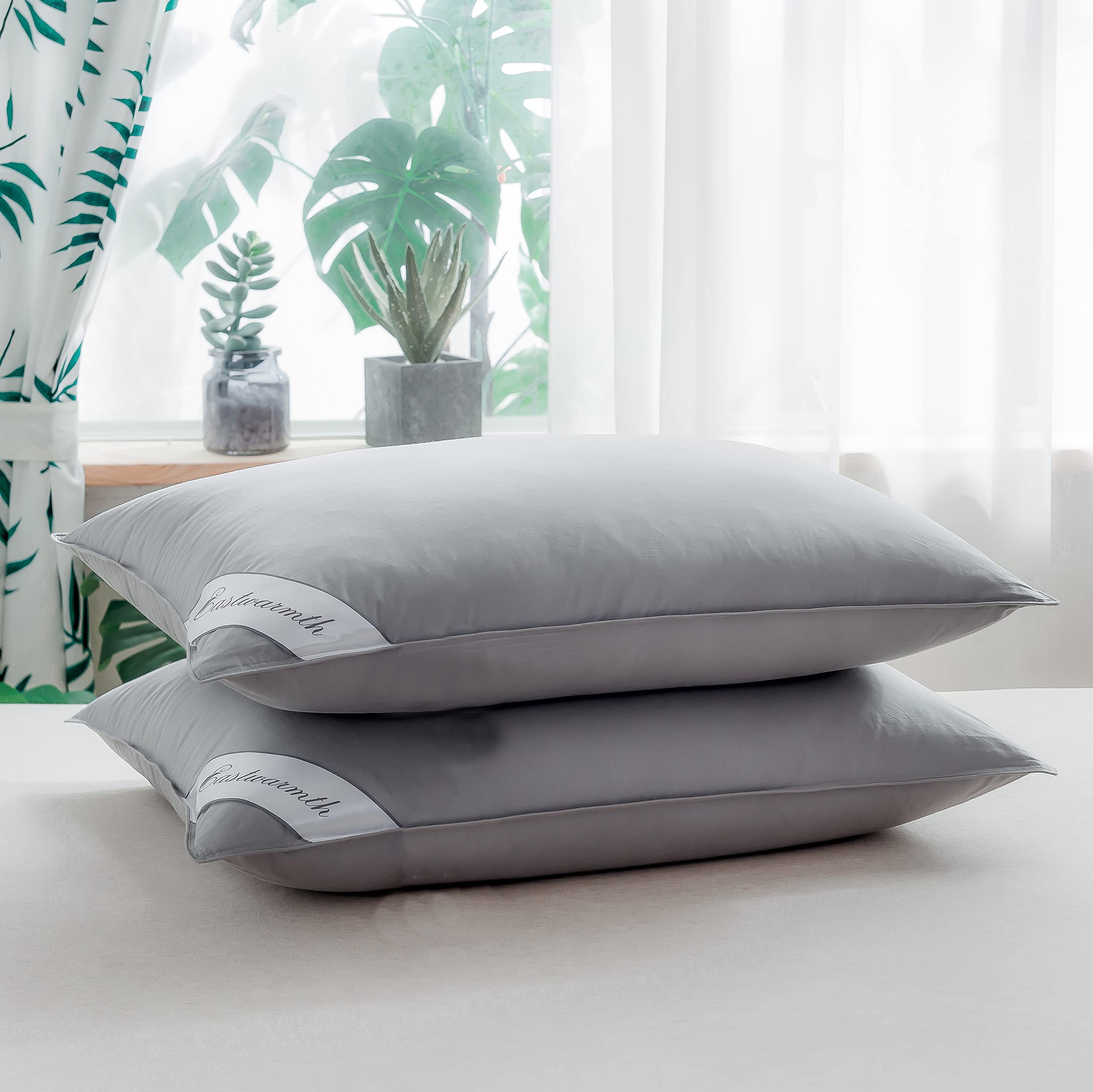 Almofadas Eastwarmth Queen Size Goose Pen Feather 100% Algodão