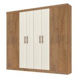 Guarda-roupas 207,6cm Com 8 Portas Multimóveis Cr35130 Canelato Rústico/natura Off White 3d