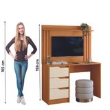 Escrivaninha E Penteadeira Com Painel Para Tv Até 42 Polegadas Atenas Madeirado/off White Albatroz
