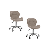 Kit 02 Cadeiras Office Eiffel Slim Ajustável Base Giratória - Bege