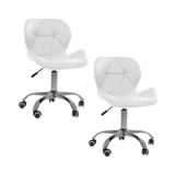 Kit 02 Cadeiras Office Eiffel Slim Ajustável Base Giratória - Branco