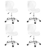 Kit 4 Cadeiras Office Eiffel Slim Ajustável Base Giratória - Branco
