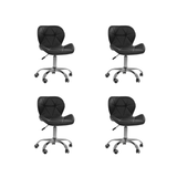 Kit 4 Cadeiras Office Eiffel Slim Ajustável Base Giratória - Preta