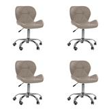 Kit 4 Cadeiras Office Eiffel Slim Ajustável Base Giratória - Bege