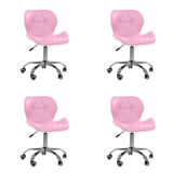 Kit 4 Cadeiras Office Eiffel Slim Ajustável Base Giratória - Rosa