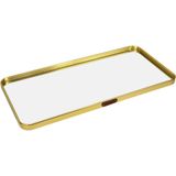 Bandeja Decorativa Para Servir Retangular Home&amp;co Com Espelho Metal 1x40x20cm Dourado