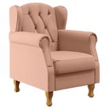 Poltrona Decorativa Recepção Tainá Linho Com Pés Luis Xv