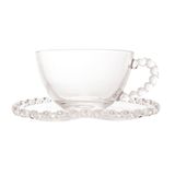 Xícara De Chá De Cristal Com Pires Lyor Coração - 170ml