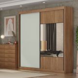 Guarda Roupa Casal 2 Portas 6 Gavetas 100% Mdf Com Espelho Trieste Cumaru /fendi