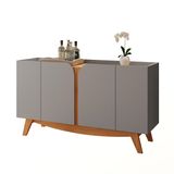 Aparador Buffet Cerrado Sala De Estar Com 4 Portas Fendi Metalic/cinamomo