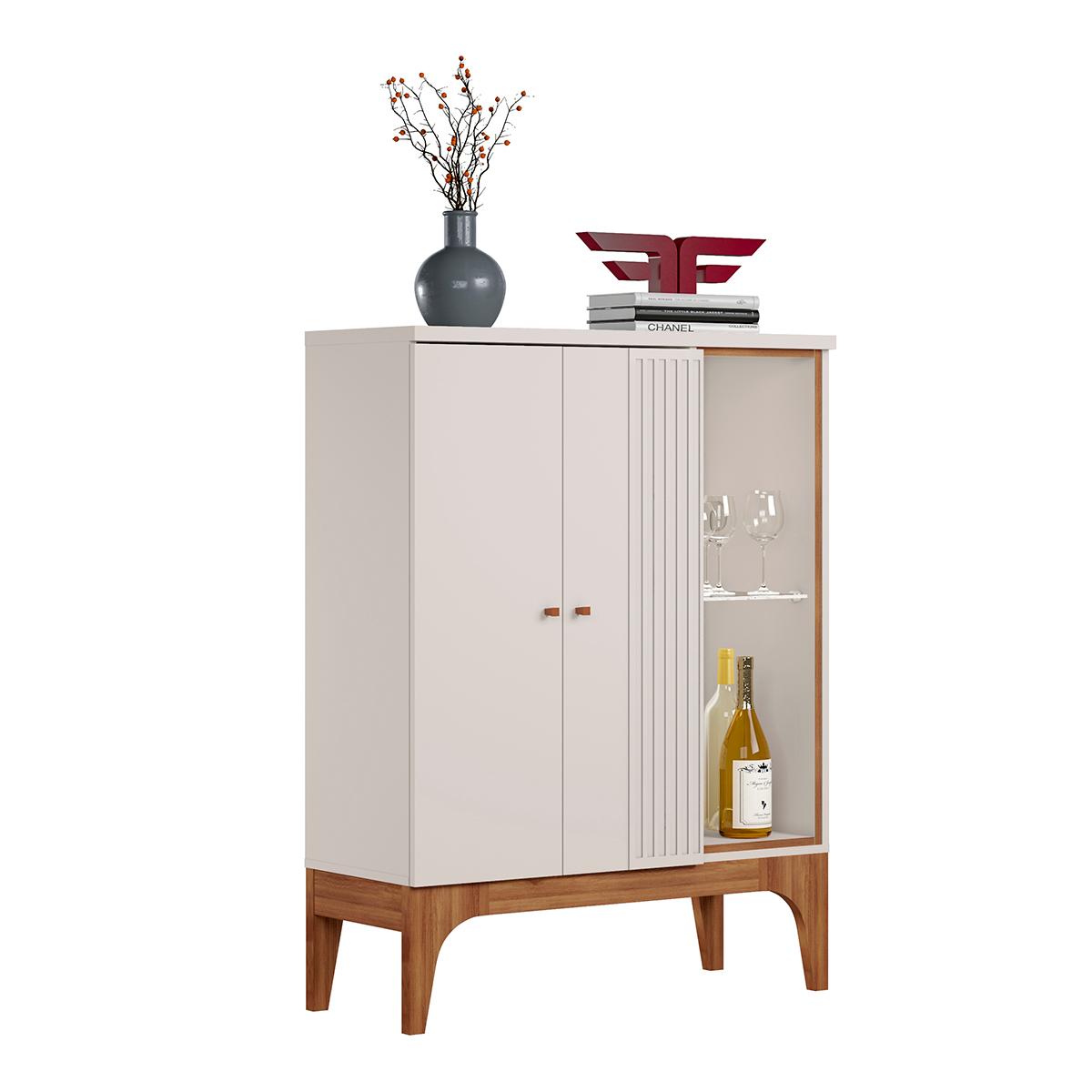 Aparador Bar Buffet Veneza 2 Portas Com Adega Interna Off White/matte