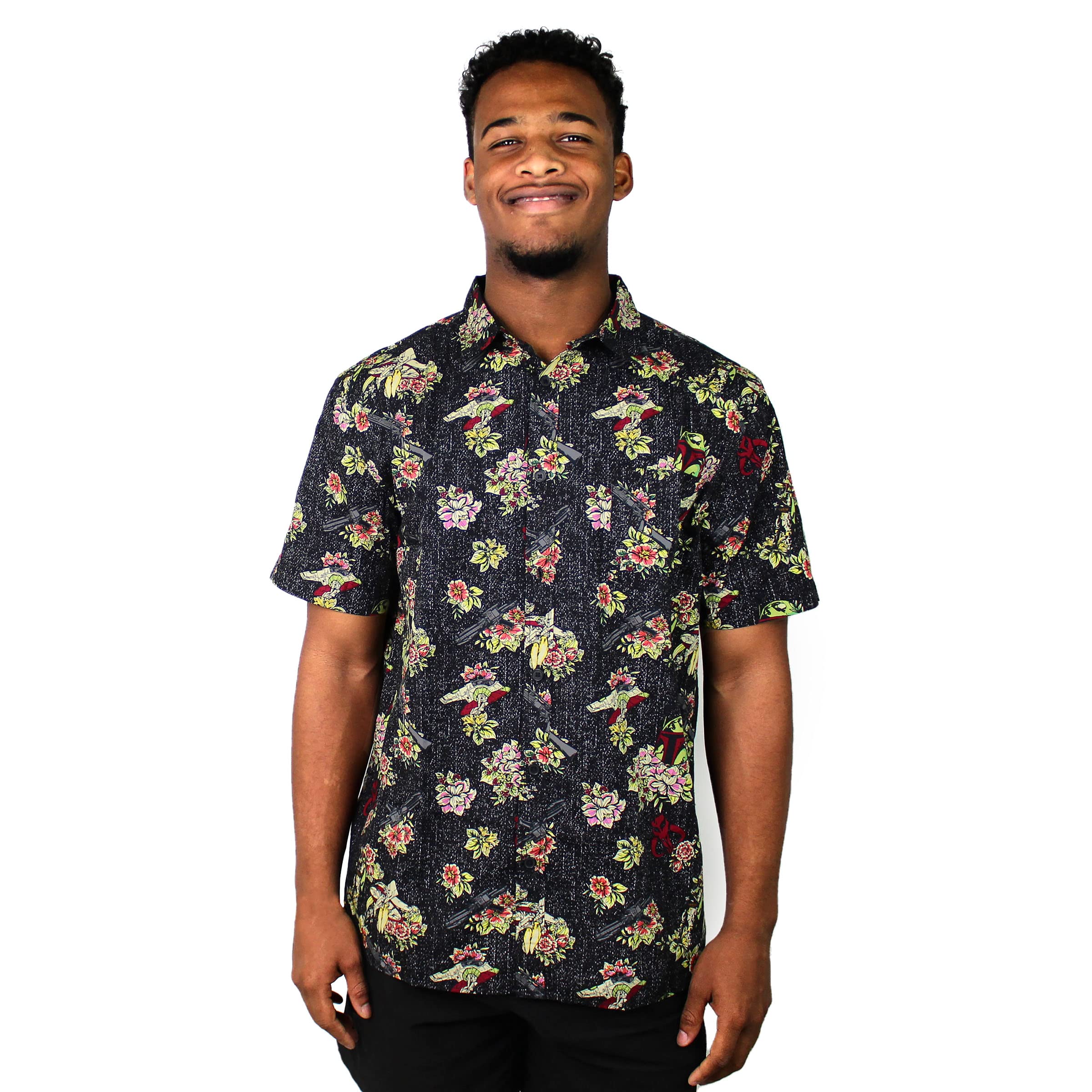 Camiseta Star Wars Young Masculina Fett Floral Preta Tamanho L