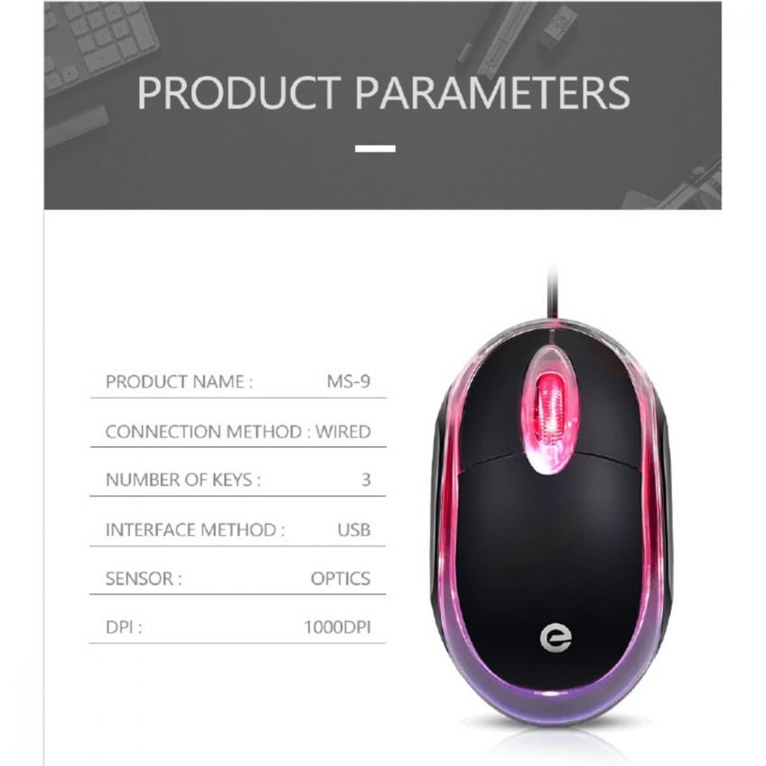 Mouse Óptico Usb Com Led Para Pc / Notebook 1000dpi Com Fio - imagem 3