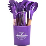 Kit Utensílios De Cozinha Em Silicone Jogo Com 12 Peças Conjunto De Utensilios Para Cozinha Silicone Cabo De Madeira