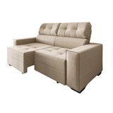 Sofá 3 Lugares Retrátil E Reclinável New York 2 Mts Com Molas Suede Bege