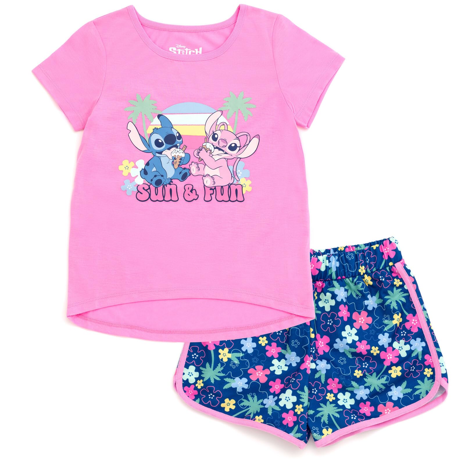 Conjunto De Roupas: Camiseta Disney Lilo &amp; Stitch E Shorts Dolphin