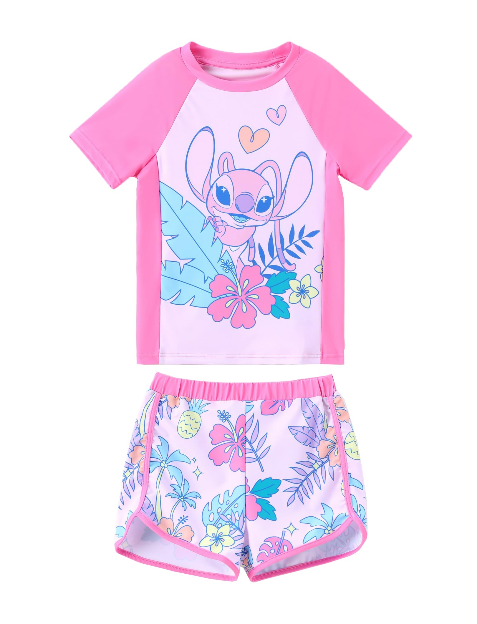 Fatos De Banho Disney Stitch Girls Upf 50+ Tankini Rosa 11-12 Anos