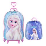 Mochila 3d Elsa De Rodinhas Lancheira Frozen Maxtoy 3855em22