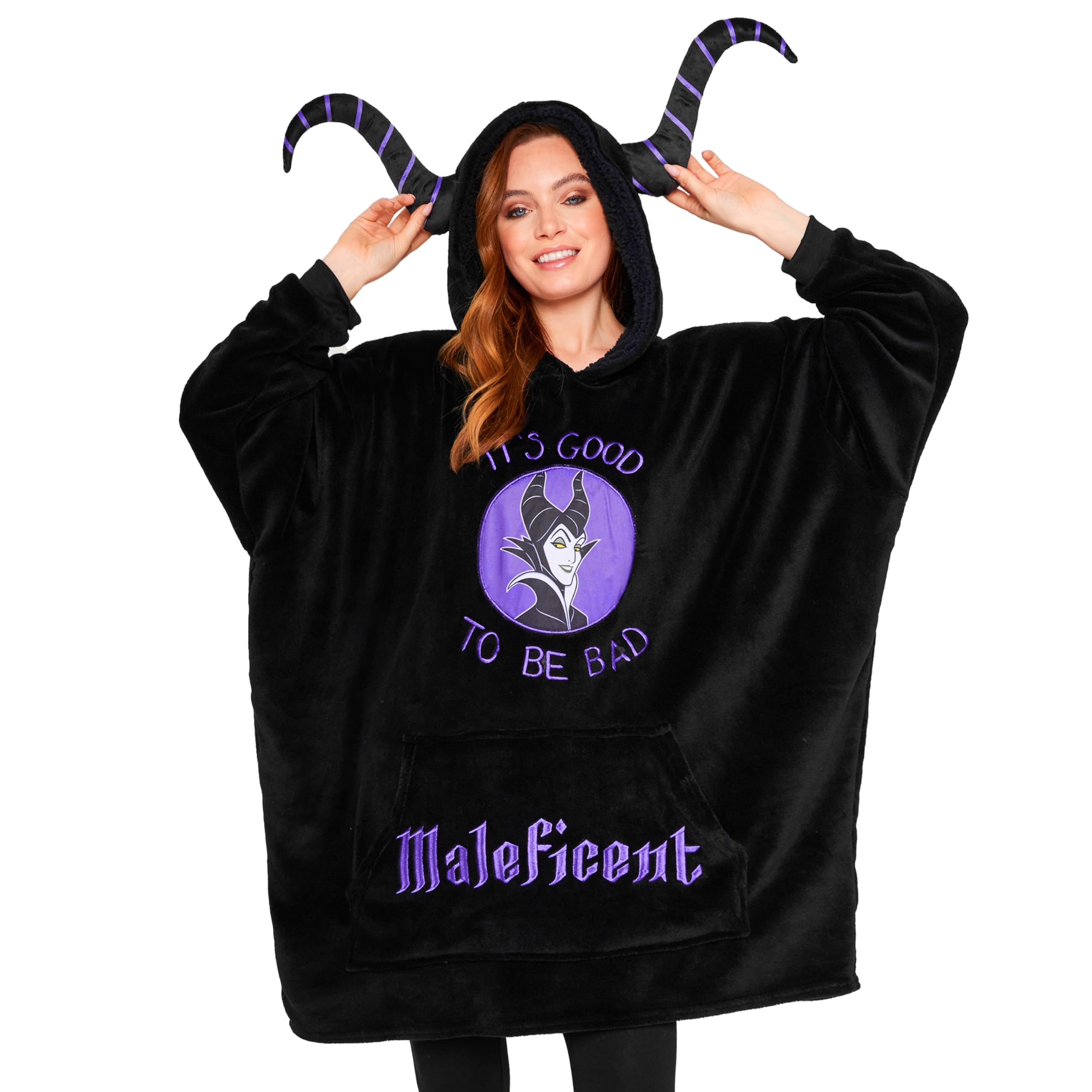 Poncho De Lã Com Capuz Disney Stitch Black Maleficent Para Adulto