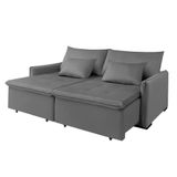 Sofá Cama 3 Lugares New Roma 2 Mts Retrátil Veludo Cinza Com Pillow
