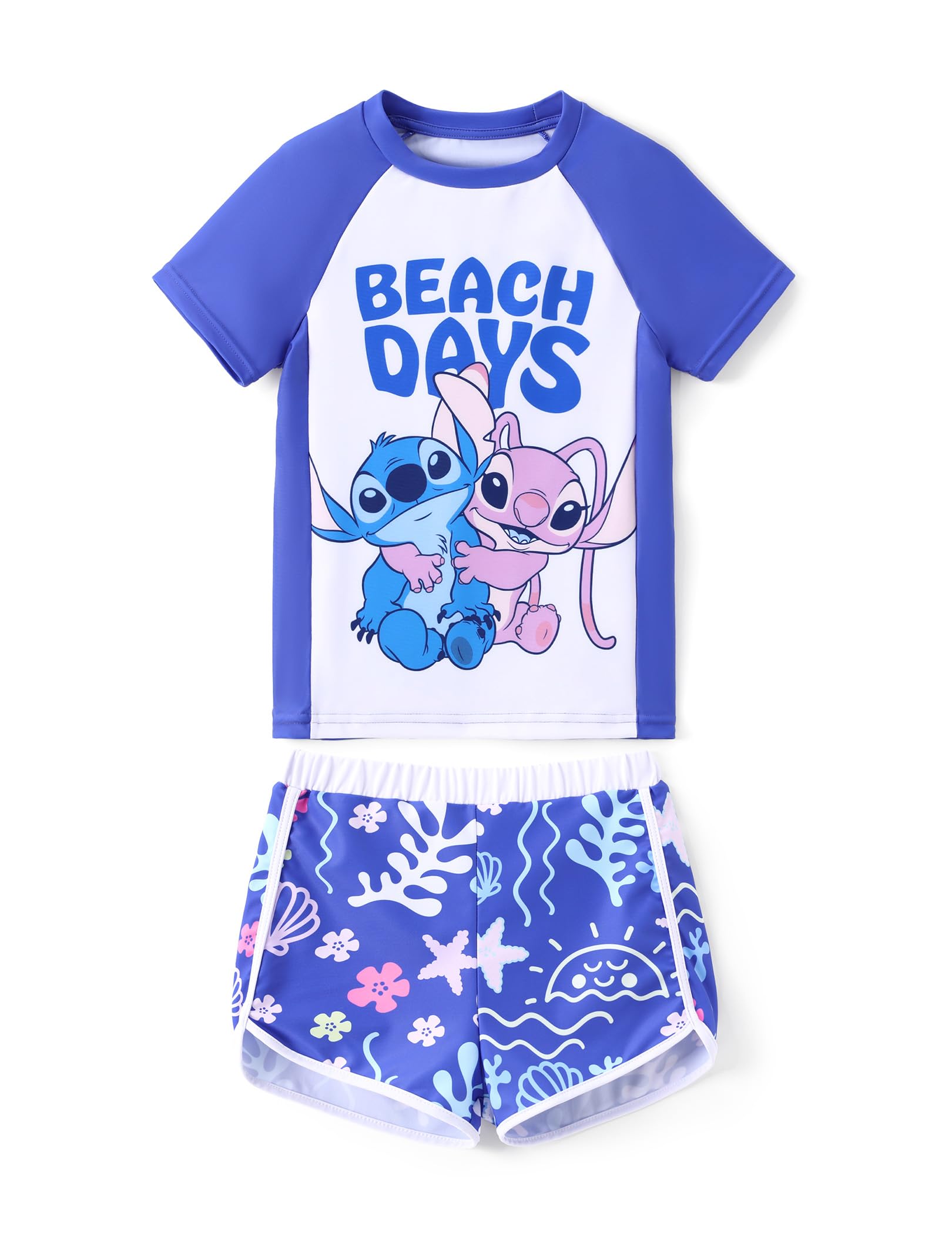 Fatos De Banho Disney Stitch Girls Upf 50+ Tankini Roxos 7-8 Anos