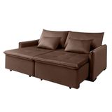 Sofá Cama 3 Lugares New Roma 2 Mts Retrátil Veludo Marrom Com Pillow