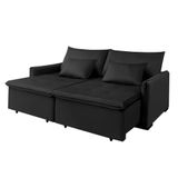 Sofá 3 Lugares New Roma 2 Mts Veludo Preto Com Molas Bonnel