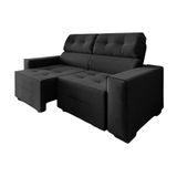 Sofá New York 2 Mts Suede Preto Retrátil E Reclinável 3 Lugares