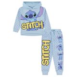 Conjunto De Roupas: Moletom Com Capuz Disney Stitch Jumbo Print E Jogger Para Meninas