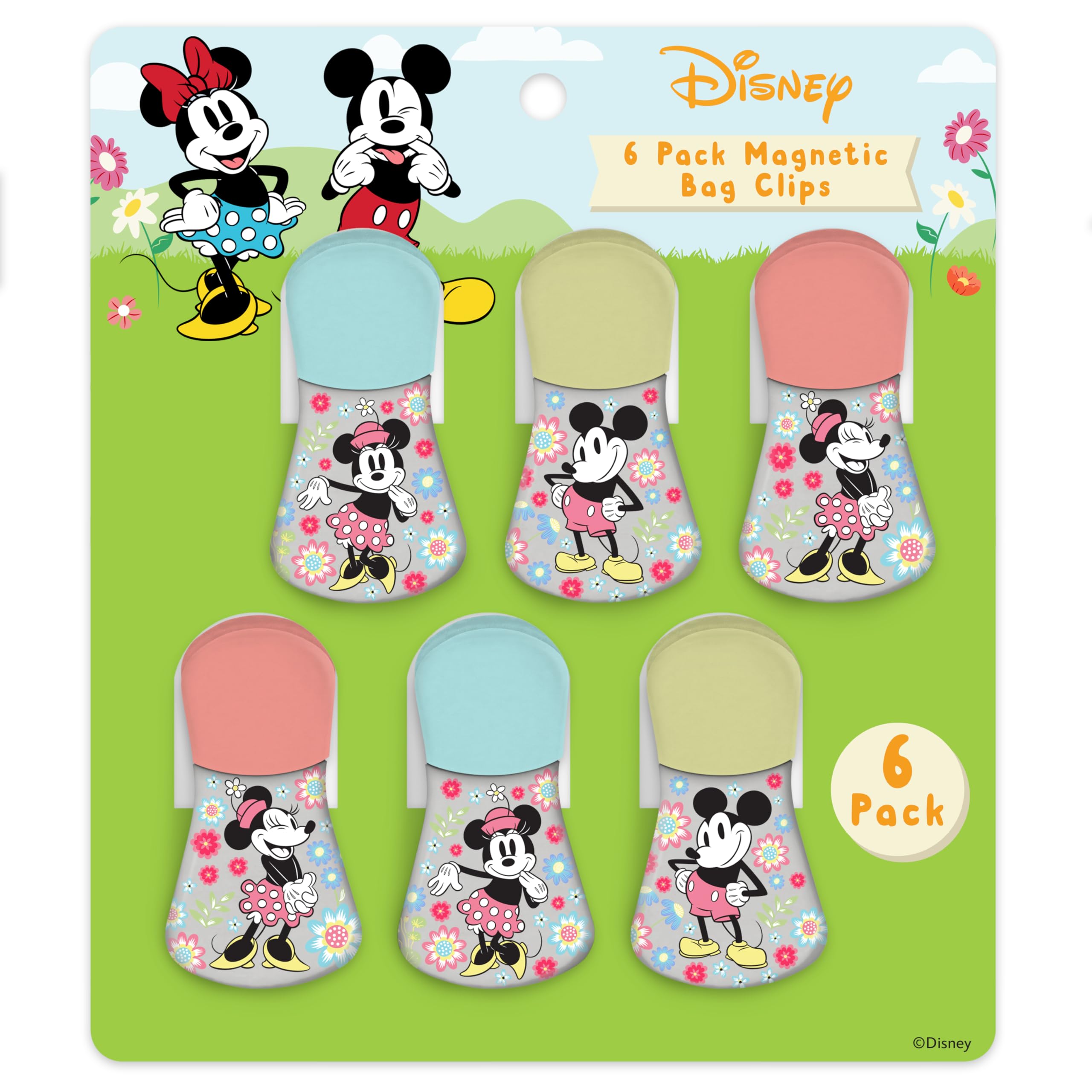 Conjunto De 6 Clipes Com Chip Magnético Disney Mickey Minnie E Mais