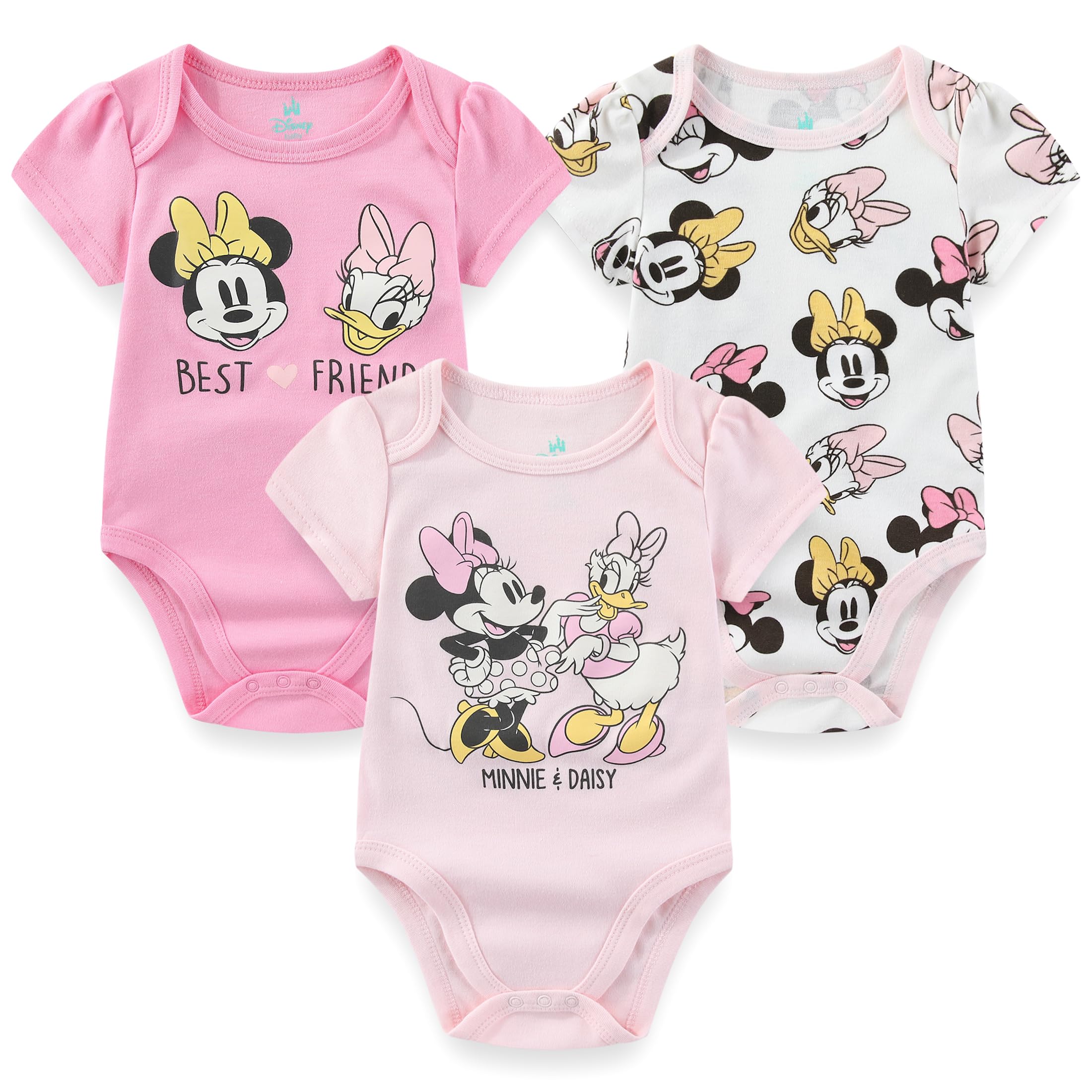 Bodysuit Disney Minnie Mouse Daisy Duck, Pacote Com 3 Para Meninas