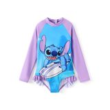 Roupa De Banho Disney Stitch One Piece De Manga Comprida Upf 50+ Para Meninas