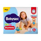Fralda Descartável Babysec Ultrasec Shortinho Mega Tamanho G 22 Unidades