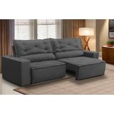 Sofá Retrátil E Reclinável 2 Lugares Com Molas 1,50m Livia Suede Cinza Adonai Estofados