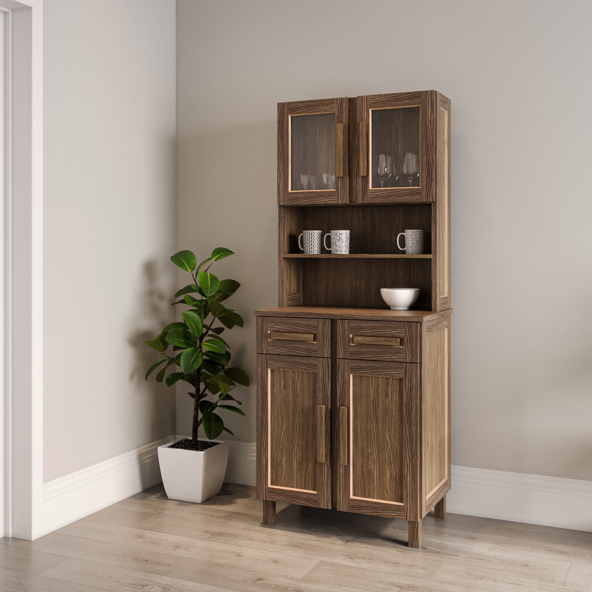 Armário Para Cozinha 4 Portas Aracaju Imbuia Natural