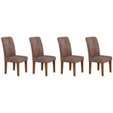 Kit 4 Cadeiras Sala Jantar Lunara 4 Un Imbuia Suede Capuccino Rufato
