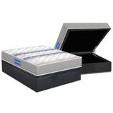 Cama Box Baú Casal: Colchão Espuma D33 Probel D45 Guarda Costas Gray + Base Crc Suede Gray (138x188)