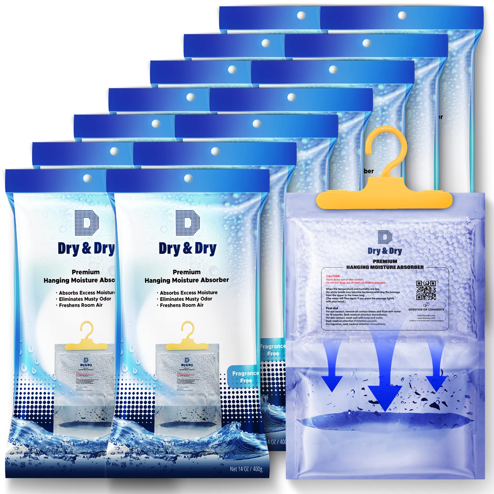 Absorvedores De Umidade, Desumidificador Dry &amp; Dry, 14 Pacotes De 415 Ml