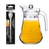 Jarra De Mesa De Vidro Com Tampa Plastica 1,6l + Colher De Suco Grande - Marca Original Line - Panami