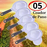 Kit 05 Peças Grande Coador De Pano Flanelado Tamanho 13cm 100% Algodão Cabo De Plastico - Panami