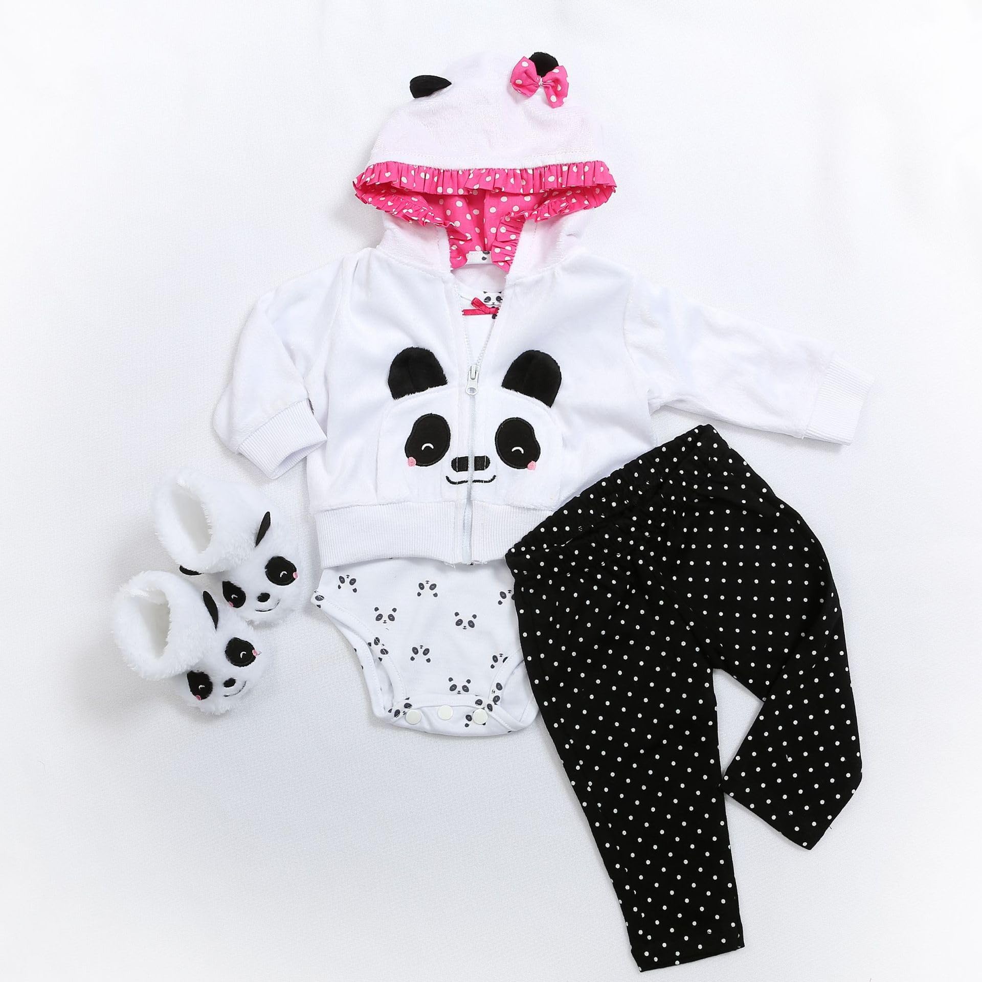 Conjunto De Roupas Para Reborn Baby Doll Girl De 43 A 56 Cm Com 4 Peças De Panda