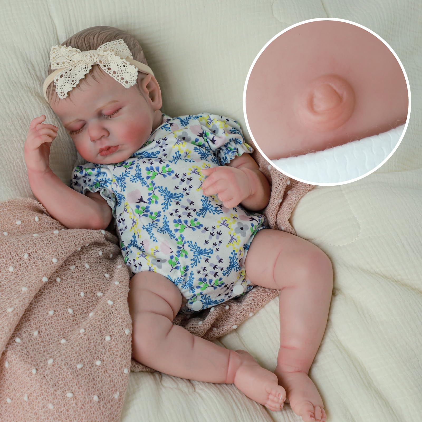 Boneca Reborn Baby Doll Scom Lifelike Loulou 50 Cm Com Acessório 3+