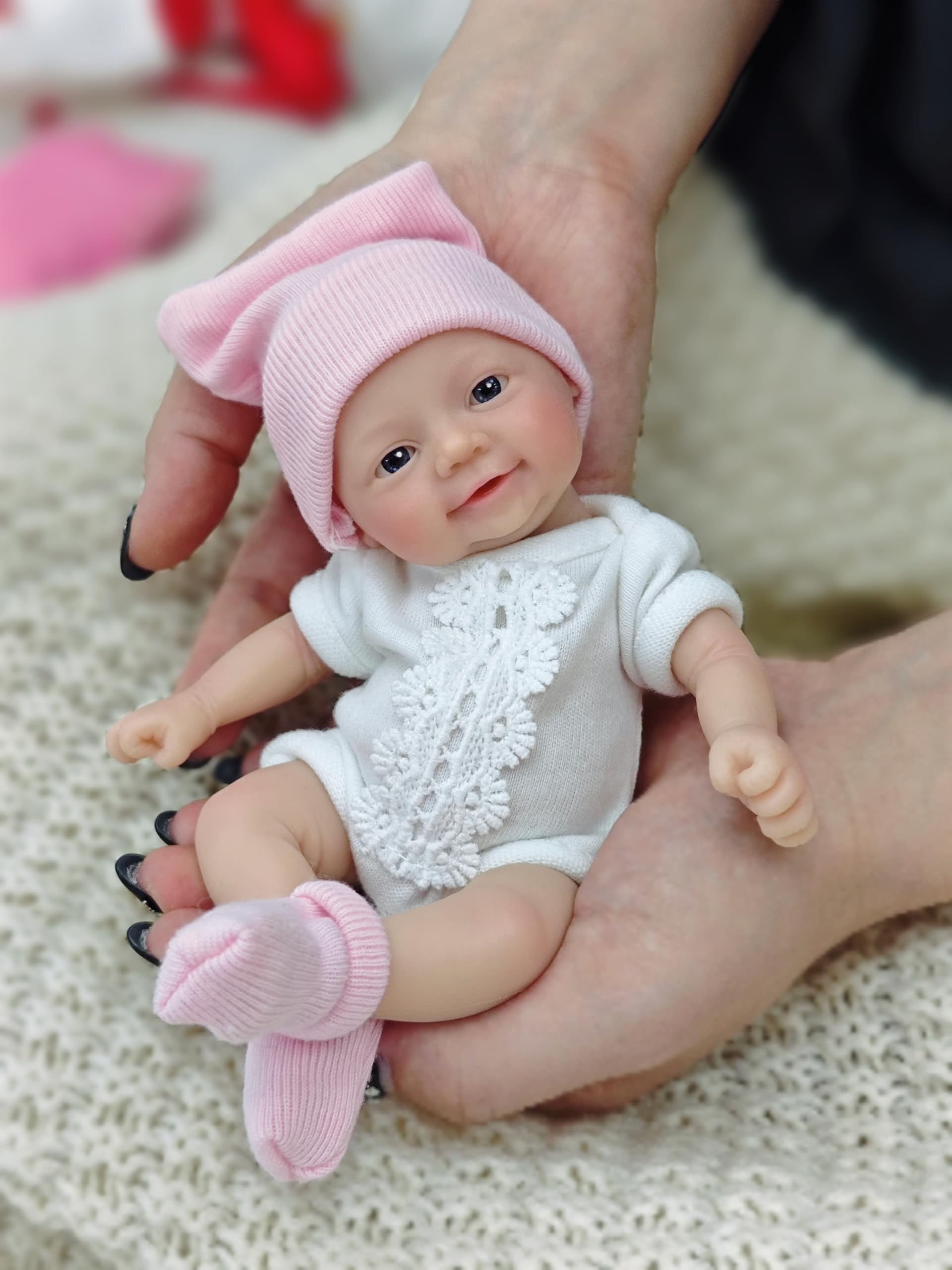 Boneca Reborn Myrebaby Em Miniatura De Silicone De 18 Cm Com Acessórios