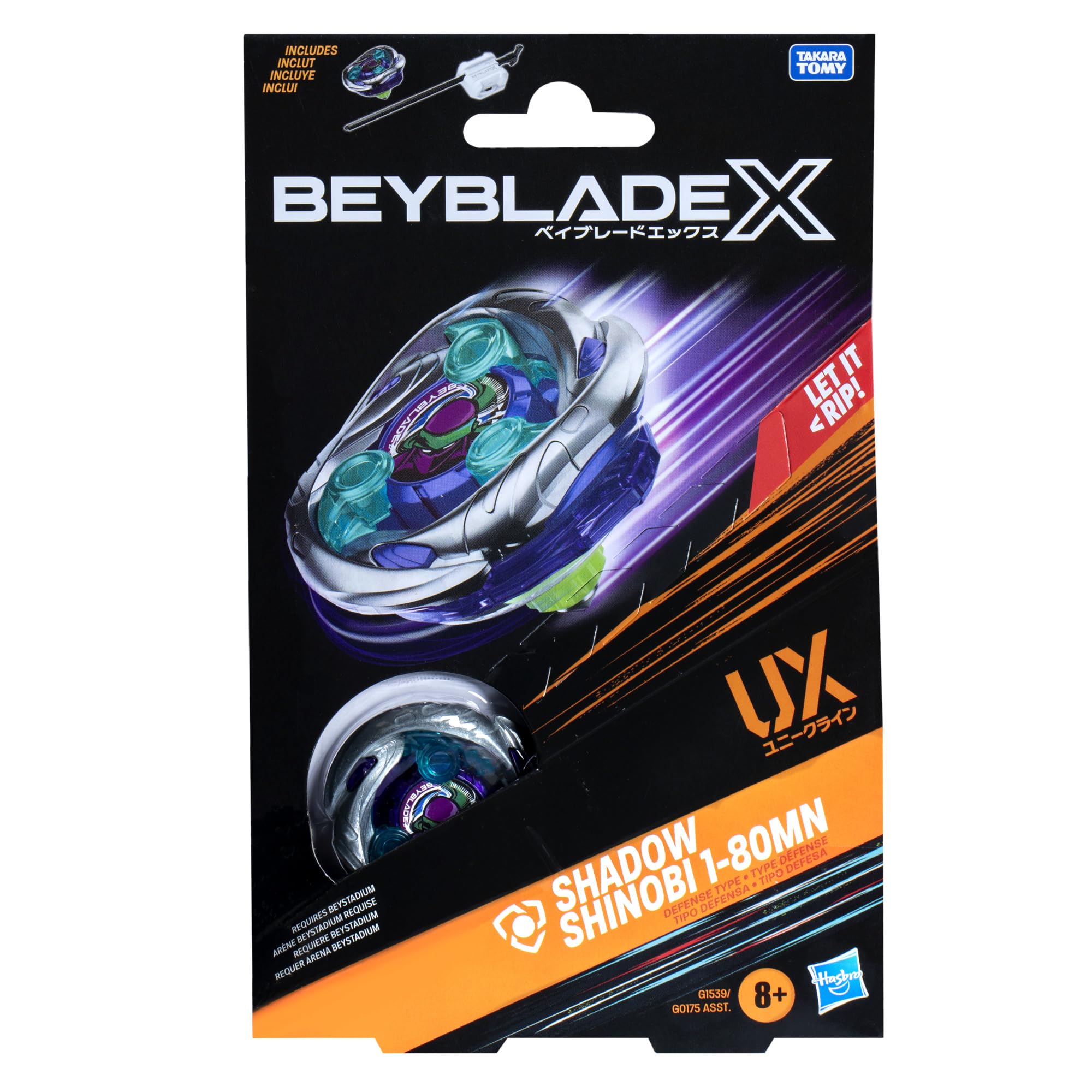 Pacote Inicial Beyblade X Shadow Shinobi 1-80mn Ux Com Lançador